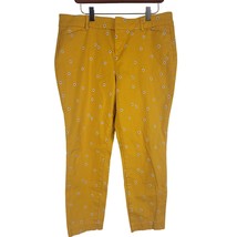 Old Navy Pants 14 Womens Plus Size Pixie Yellow Floral Embroidered Skinn... - $16.71