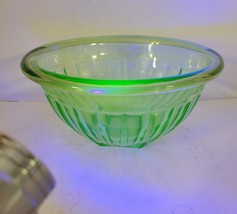 Green Uranium Glass Ribbed Small Mixing Bowl image 2