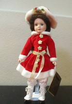 Seymour Mann 16" Porcelain Christmas Skating Doll Nancy With Stand In Original B - £16.54 GBP