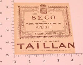 Vintage Seco Au Vieux Picardan Extra Dry Label Taillan - $4.94