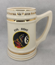 1970's United States Air Force Academy Mug Gold Trim Evil Eight Quality Ceramics - $29.99