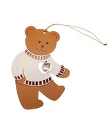 Teddy Bear Ornament Christmas Holiday Metal Sweater Heart Stone Vintage ... - £7.03 GBP