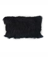 Tibetan lamb fur pillow Cover Mongolian lamb fur pillow -  Black -12&quot;x 20&quot;  - $95.55 CAD+