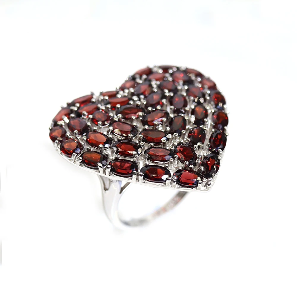 New arrival!Big Heart Shape garnet Ring natural mozambique gemstone Fine jewelry - £146.48 GBP