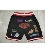 Western All Star game Teams Logo Basketball Shorts All Stitched Black S-3XL - £39.42 GBP