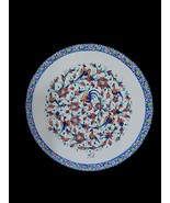 Mina Kari Painted Handmade Art brass Enamel Plate Wall Hanging wit birds - $45.47