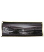 Asian Home Golden Wooden Framed Light House Oil Painting Art OP2936 - $22.39