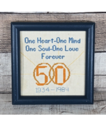 Small Vintage Hand Stitched 50th Anniversary Wall Hanging 1984 - £19.66 GBP