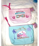 Cosmetic BAGS Pink and Blue for the Beach  Set of 2  8&quot; x 6&quot; - £17.63 GBP