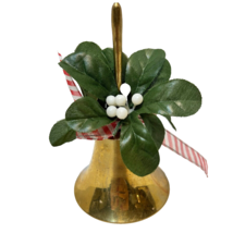 Vintage Brass Christmas Bell Holly and Berries 4.5 x 2.5 inch - £9.95 GBP