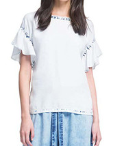 DKNY Womens Faded Flutter Sleeve Top,Indigo,Medium - £55.61 GBP