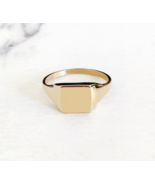 9K 14K 18K Unisex Women Small Square Signet ring,Solid Gold Pinky Cheval... - £225.00 GBP+
