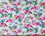Cotton Flamingos Animal Birds Flowers Nature Scenic Fabric Print by Yard... - $12.95
