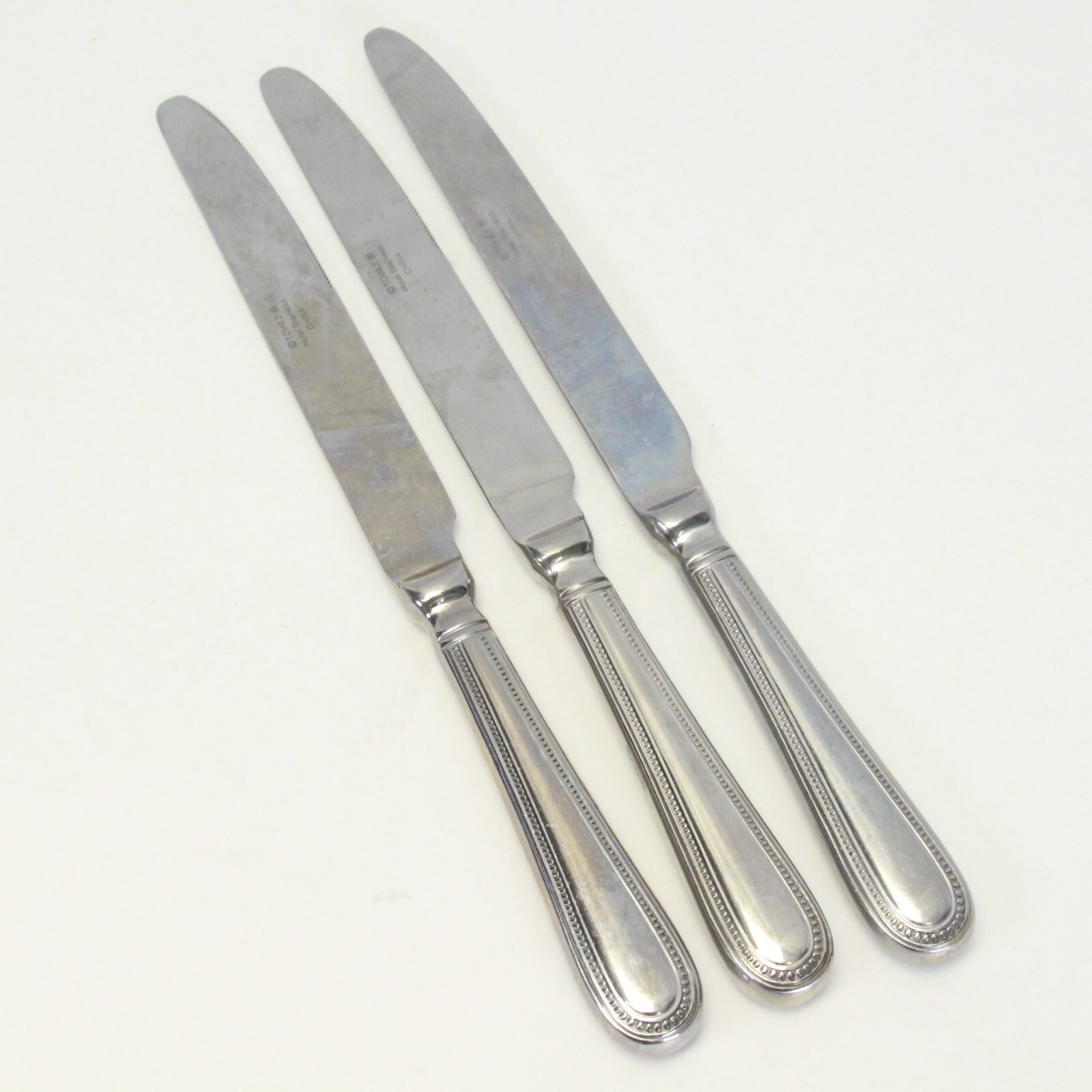 Towle Hotel Beaded Dinner Knives 9 3/4&quot; Stainless Lot of 3 - $9.79
