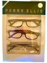 Perry Ellis PER 49 Mens 3 Pack Plastic Rectangle Reading Glass  2.0 - $26.99