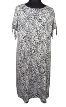 MSK Women&#39;s White Black Leopard Print Short Sleeve Shift Dress Plus 2X - $24.99