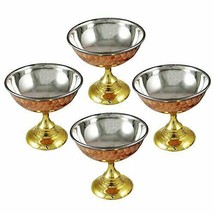6XSteel Copper Ice Cream Cup Bowl with Stand Copper  Tableware for Desse... - $55.37