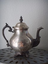 Antique Art Nouveau Floral Ornate Silver Plate Teapot Coffee Pot 10&quot; - £35.55 GBP