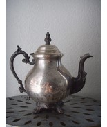 Antique Art Nouveau Floral Ornate Silver Plate Teapot Coffee Pot 10&quot; - £35.41 GBP
