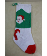 Original Vintage Hand Knit Home Made Knitted Chrismas Santa Stocking 23&quot;... - $40.47 CAD