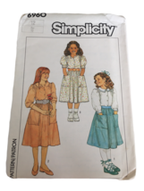 Simplicity Sewing Pattern 6960 Girls Blouse and Skirt Outfit School Church 12 - $5.99