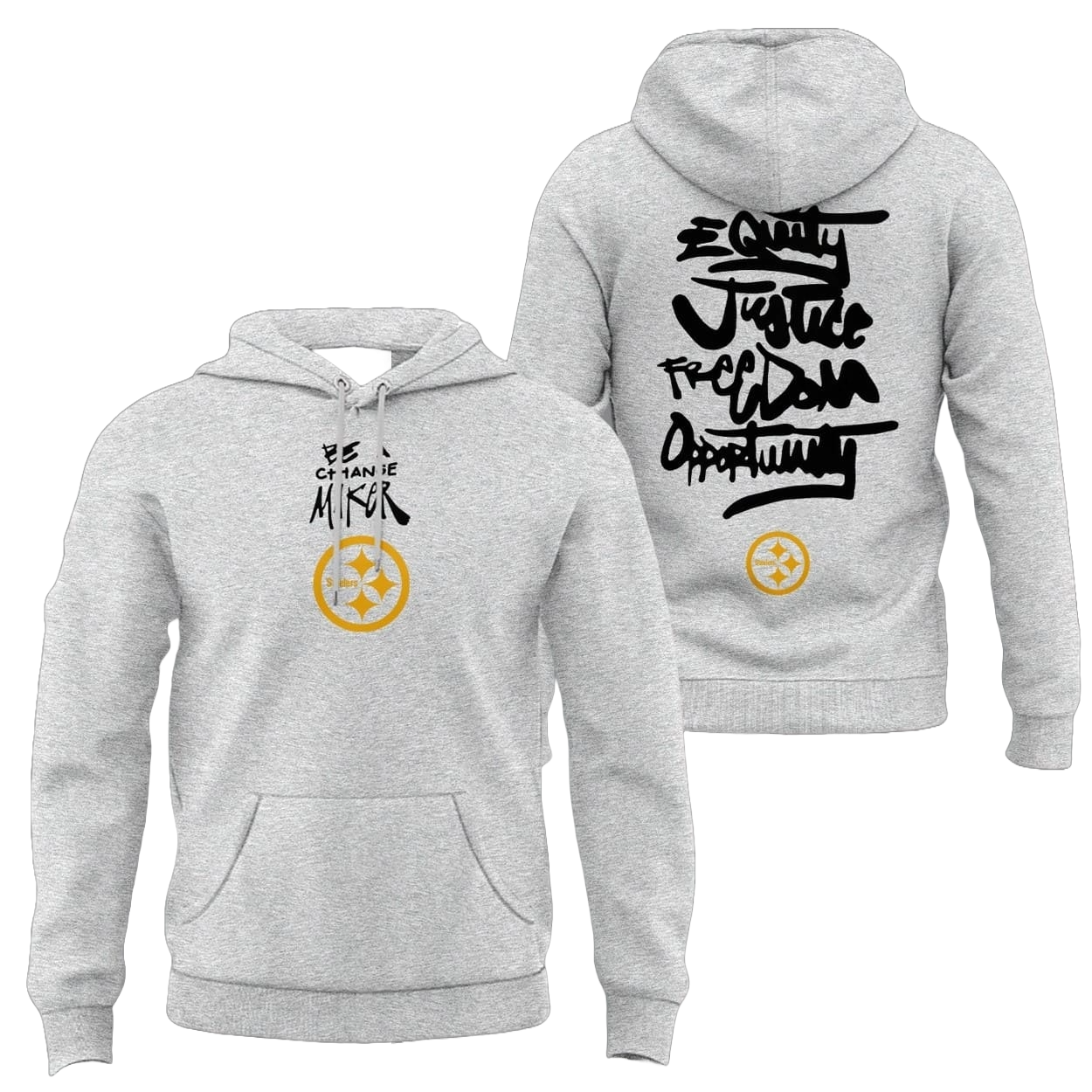 New Steelers Be a Change Maker Gray Hoodie Inspire Change - Pittsburgh