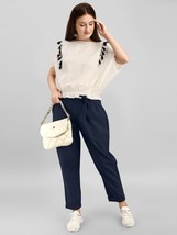 Blue Casual Tieup Pants &amp; Bat Wing White Top Co-ord. casual Party Set Size S-XL - £37.64 GBP