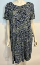 Nic+Zoe Green and Navy Floral Print Short Sleeve A Line Dress Size 3X NWT - £96.54 GBP