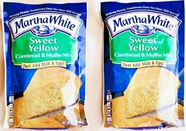 2 Bags Sweet Yellow Cornbread &amp; Muffin Mix 2 X 7 Oz Pouches Martha White 51305 - £13.32 GBP