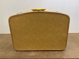 Vintage YELLOW HARD SHELL SUITCASE w Key storage tote travel decor locki... - £27.40 GBP