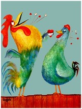 Decoration Poster.Home interior design.Room Wall Valentine Rooster in love.11061 - £13.36 GBP+