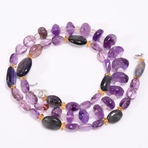Natural Amethyst Iolite Citrine Gemstone Beads Necklace 4-13 mm 18&quot; UB-8068 - £8.66 GBP