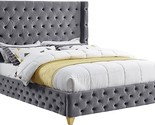Savan Collection Velvet Upholstered Bed With Deep Button Tufting In Gold... - £987.25 GBP