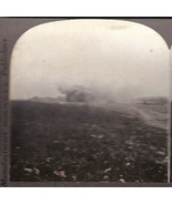 Vtg Stereoscope Card WWI Shells Bursting in Ruined French Village - $22.72
