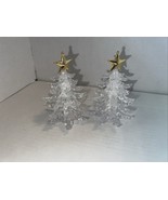 Lot Of 2 3D Acrylic Christmas Tree 4 1/2” Tall W/Gold Star Taiwan - $9.99