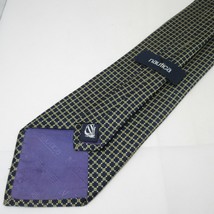 Nautica Navy Blue with Light Green Squares Silk Tie 59&quot; x 3.75&quot; - £13.32 GBP