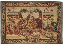 Tapestry Aubusson Caliph in Ornate Pavillion 97x142 142x97 Teal With Backing - £11,453.17 GBP