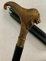 Antique Solid Brass Lion head Handle Vintage Designer Wooden Walking Stick  - £62.40 GBP