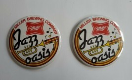 Vintage Miller Brewing Company Jazz Oasis Pinback Button Lot of 2 - Miller Beer - £15.33 GBP