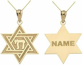 Personalized Name 10k 14k Gold Star Of David Chai Judaica Pendant Necklace - £162.94 GBP