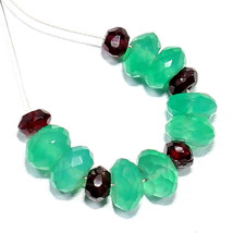 Green Onyx Faceted Rondelle Red Garnet Beads Loose Gemstone Making Jewelry - £5.56 GBP