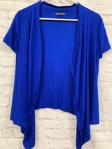 Adrianna Papell Women&#39;s draped Cardigan Sweater M Royal Blue open  light... - $14.77