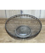 Vintage Silver Plated Round Metal Basket Table Decor Fruit Bread MCM Boh... - £14.72 GBP
