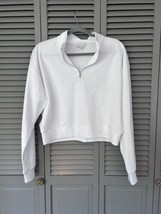Gianni Bini XL White Popover Long Sleeve Lightweight Sweatshirt Zip - £19.06 GBP