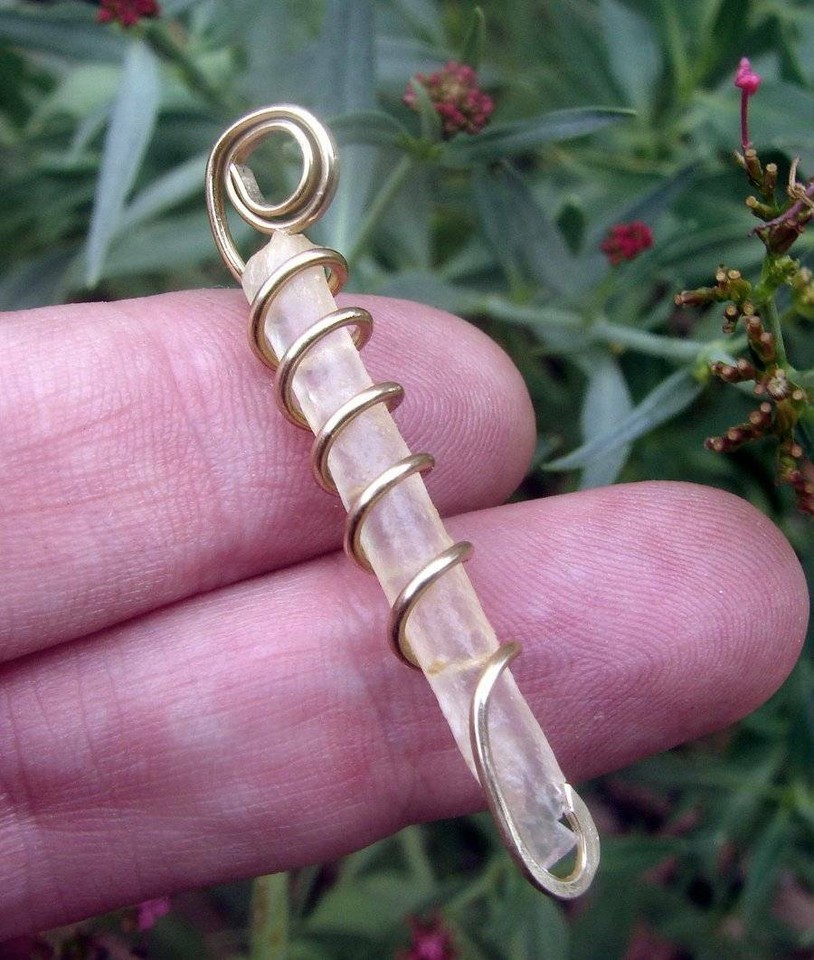 RARE PENDANT NATURAL AGATIZED BAMBOO FROM JAVA MERLIN&#39;S GOLD #13 - $44.00