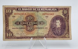 Colombia Banknote 10 pesos Oro 1963 P-390d circulated - $39.59
