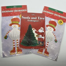 Vtg Christmas Decor Lot 2-3D Hanging Snowman 1-Tree w Santa Centerpiece ... - $401.16 MXN