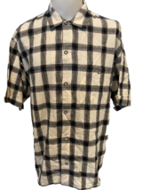 Matinique Black and White Plaid Short Sleeve Button Down Shirt, Men's Si... - $14.24