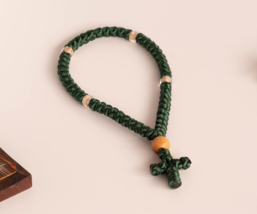 Green prayer rope Traditional Handmade 50 knot komboskini Religious gift Christ - £17.74 GBP