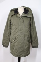 J Crew XS Green Cotton/Nylon Perfect Winter Parka Coat Hood H2222 - £45.55 GBP